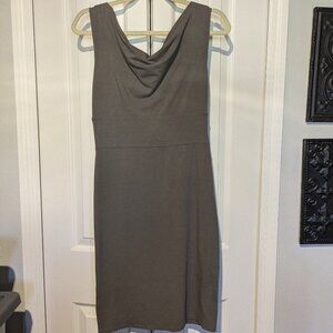 Ann Taylor Grey Cow neck collar cotton tailored dress -Size Small